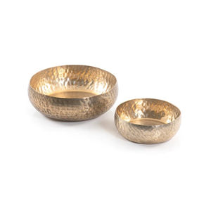 Lot de 2 bols de service en laiton Meilleure vente bols à mélanger ronds plaqués or martelés Design élégant fait main - Product Image 1