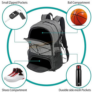 Mochila deportiva de baloncesto todo en uno con soporte para bola, compartimento para zapatos, bolsillo de hidratación para gimnasio y deportes al aire libre - Product Image 4
