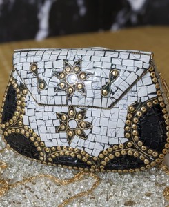 Diseño étnico de embrague mosaico con incrustaciones de piedra - Product Image 2