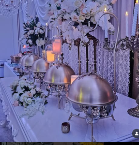 Plat de service de luxe à motif floral, orné, avec dessus en laiton floral suspendu, style vintage argenté éblouissant - Product Image 5