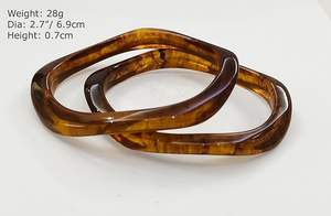 Bracelets empilables en résine fine, colorés et artisanaux, crème, ombrés, pour l'Inde, bracelets faits à la main - Product Image 3