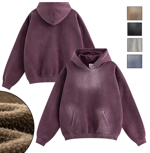 Sweats à capuche pour hommes Pull à capuche surdimensionné unisexe avec logo personnalisé Poids lourd vierge Sweat à capuche thermique en coton délavé à l'acide pour hommes - Product Image 1