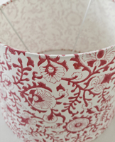 Elegante Pantalla de Lámpara de Algodón Plegada Hecha a Mano, Estilo Industrial Moderno, Ecológica, Ligera, con Estampado Floral Vintage, Rojo Intenso