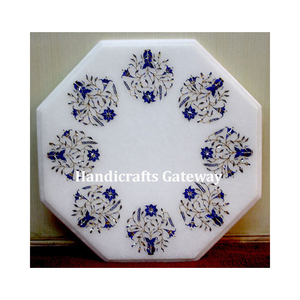 Mesa con incrustaciones de mármol blanco, diseño moderno, forma octogonal para comedor, mesa de diseño indio, mesa de estilo de lujo - Product Image 1