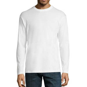 Camiseta de Manga Larga para Hombre, Cuello Redondo, Jersey Ligero de Primera Calidad, Color Blanco Lavado - Product Image 1