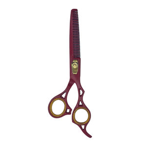 Tijeras de adelgazamiento de corte de cabello de Color granate para salón de belleza tijeras de peluquería tijeras de adelgazamiento de cabello de acero metálico - Product Image 6