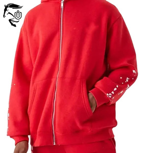 Sweat à capuche zippé personnalisé de qualité supérieure pour homme et pantalon de surdimensionné essentiel avec impression lourde pour l'hiver - Product Image 3