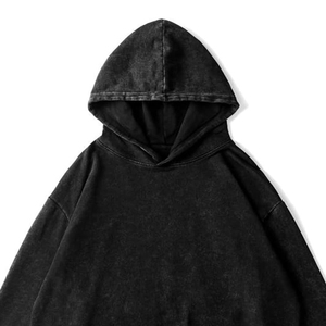 High Quality Winter Plain Dyed Garment Distressed Sun Faded 100% Cotton Heavyweight Acid <b>Wash</b> French Terry Hoodie - Product Image 2