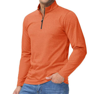 Sudadera lisa con cremallera de un cuarto de poliéster 100% de peso pesado para hombre con capucha de serigrafía de patrón sólido, para uso en gimnasio de invierno - Product Image 1