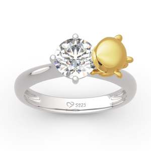 Jeulia Hug Me Sterling Silver <b>Ring</b> with Round Cut Zircon and Heart-Shaped Monkey Design - Product Image 3