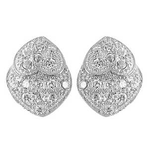 Boucles d'oreilles clous tendance pour femme en laiton, avec cristaux scintillants, zircon, perle et motif d'ailes religieuses, finition rhodiée, pour les fêtes - Product Image 1