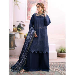 MAHNUR 3PC Chickenkari Embroidered Diamond Print Lawn Dupatta Collection Printemps/Été-BIC-4026 - Product Image 2