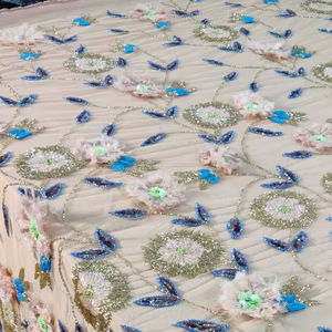 Luxury Eco-Friendly <b>100</b>% <b>Acrylic</b> HDPE Laminated Heavyweight Cross Style Woven Net Weft Embroidered <b>Fabric</b> for Women's - Product Image 1