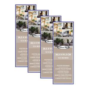 Modern Set of 4 <b>Poster</b> <b>Frames</b> 30.5 X 91.5 cm Blue Silver & Aluminium with Acrylic Protection Sheet for Wedding <b>A2</b> Size - Product Image 1