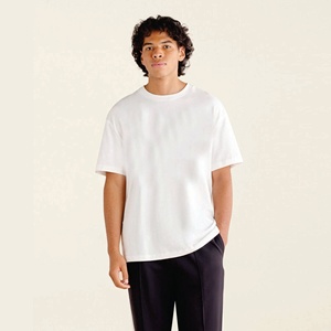 เสื้อยืดผ้าคอตตอนถักสำหรับผู้ชายทรงฟิตปกติสีขาว220กรัมสี100% - Product Image 1