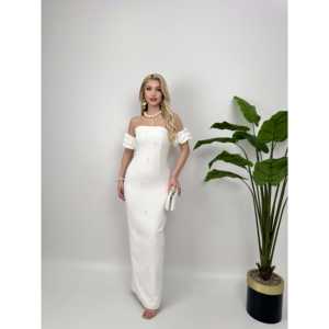 ชุดเดรสผ้าซาตินทรงเข้ารูป รุ่น 2125 ดีไซน์ประดับมุกด้านหน้า เอวทรงธรรมชาติ - Product Image 5