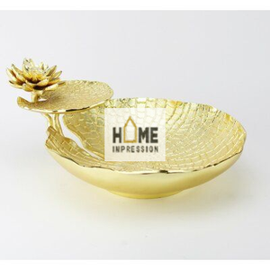 Bols de couleur blanche de qualité créative avec support de couleur dorée et un côté concevant des bols de service de luxe à prix compétitif - Product Image 2