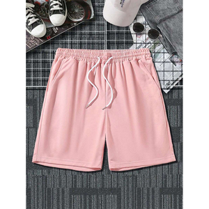 Unisex Guys <b>Drawstring</b> Waist Shorts 100%Cotton Customize Fashion Solid Color Shorts for Men - Product Image 3