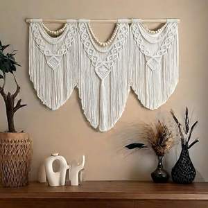 Tapiz de Pared de Macramé Rústico Bohemio Natural al por Mayor, Económico, para Dormitorio, Sala de Estar u Oficina, Hecho en Vietnam - Product Image 1