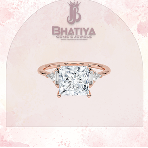 Princesse coupe 1-3 CT centre pierre laboratoire cultivé diamant et la bague de fiançailles Art déco cadeau en or massif pour unisexe - Product Image 3