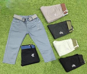 กางเกงขาตรงพร้อมเข็มขัดสำหรับเด็กผู้ชายกางเกงแฟชั่นระบายอากาศได้ดีใส่สบาย - Product Image 1