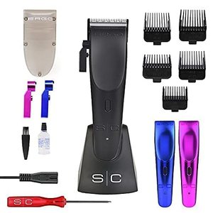 Imán Profesional para Máquinas de Cortar Pelo de Barbero con 5 Protectores, Base de Carga y 3 Tapas de Colores Personalizables (Negro, Rosa, Azul) - Product Image 1