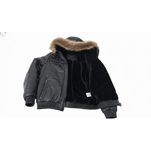 Men's Genuine Sheep Lamp Leather Eco-Friendly Breathable Winter Jacket with Hood Wholesale men <b>hoodies</b> jackets best winter coat - Product Image 3