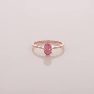 IGI Certified Oval Cut Pink Lab Grown Diamond Solitaire Engagement / Wedding <b>Ring</b> in 14K Rose / White & Yellow Gold - Product Image 1