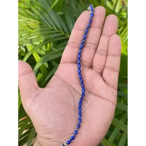 925 Silver Fashion Tennis <b>Bracelet</b> with Lapis Lazuli Elegant Accessory - Product Image 2