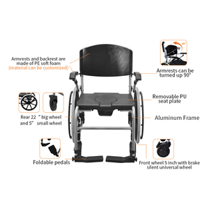Chaise de toilette médicale robuste 3-en-1 de haute qualité avec roulettes pour personnes âgées, soins à domicile, en stock - Product Image 3