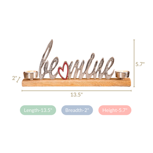 Centro de Mesa de Aluminio y Madera con Portavelas, Estilo Pop Art Moderno Hecho a Mano, para Decoración del Hogar, con la Frase 'Be Mine' - Product Image 6