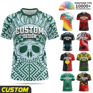 Camiseta Deportiva de Manga Corta con Diseño Geométrico Maorí Personalizado, Sublimada, 100% Poliéster, de Secado Rápido y Transpirable - Product Image 1