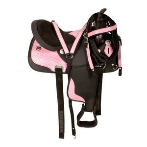 Sillas de montar a caballo de carreras sin árboles de estilo occidental de cuero sintético duradero - Product Image 1