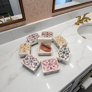Wholesale Modern Mini Square Marble Jewelry <b>Keepsake</b> <b>Box</b> | Handmade Floral Pattern Ring Holder | Elegant Gift <b>Box</b> for Small - Product Image 1
