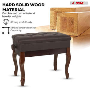 5 Core Piano Bench 3 Padded Cushioned <b>Stool</b> Wooden Heavy Duty Adjustable Musician Chair w Storage - Product Image 3