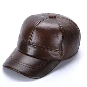 좋은 품질 운동복 PU 가죽 모자 방수 어두운 색깔 카우보이 밧줄은 야구 가죽 모자를 주문을 받아서 만듭니다
