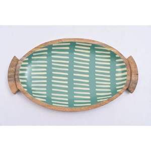 Bandeja de Madera Moderna y Ecológica con Forma de Paleta, Decorativa, con Estampado Esmaltado, para Servir en Bodas, Diwali, Aperitivos y Queso - Product Image 6