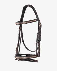 บังเหียนม้าหนังสีน้ำตาลพร้อมคลิบทองคำและฮาร์ดแวร์ทองเหลืองพร้อมบังเหียนชุดขี่ม้าแบบกำหนดเองพร้อมฮาร์ดแวร์ทองเหลือง - Product Image 2