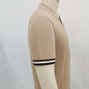 Polo en maille à manches courtes pour homme, logo personnalisé en gros, maille ajourée, polo en maille pointelle - Product Image 2