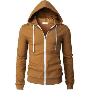 Sudadera con Capucha y Cremallera para Hombre, Color Sólido, Algodón French Terry, Estilo Casual para Otoño, Corte Regular, Sudadera con Cremallera Completa - Product Image 3