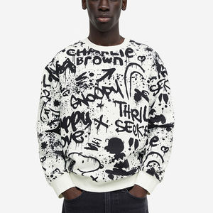 Sweat-shirt streetwear pour hommes avec logo personnalisé sweat-shirts pour hommes en tissu épais sweat-shirt à capuche unisexe sweat-shirt en coton ras du cou uni - Product Image 1