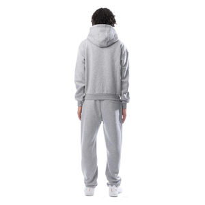 Custom Light <b>Grey</b> <b>Zip</b> Up <b>Hoodie</b> and Sweatpants Set Unisex Fleece Tracksuit Two Piece Casual Winter Loungewear - Product Image 3
