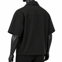 Kemeja Pria Ukuran Besar Kustom dengan Ritsleting, Lengan Pendek, Model Kotak, Streetwear, Kerah Kancing, Saku, OEM Grosir