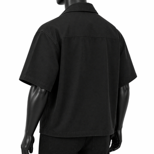Custom Men's Oversized Men’s Oversized Zipper <b>Shirt</b> Short Sleeve Boxy Fit Streetwear <b>Button</b> Collar Pocket <b>Shirt</b> OEM Wholesale - Product Image 6