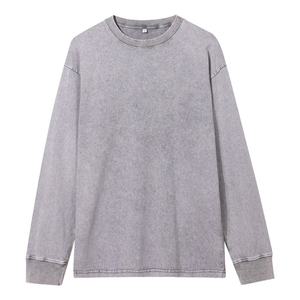 Pull-over surdimensionné 100% coton 240gsm pour hommes, T-shirt vintage à manches longues sérigraphie, sweat-shirt grande taille personnalisé - Product Image 3