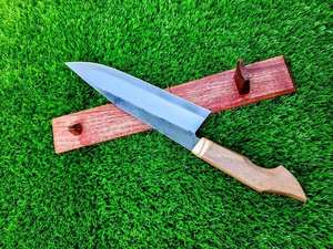 Couteau de chef en acier au carbone magnifiquement conçu à la main manche en bois gaine en cuir personnalisable OEM pour bricolage usage industriel - Product Image 4