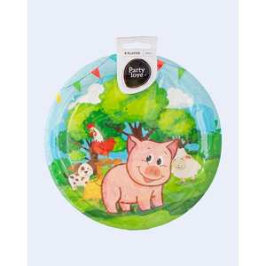 Assiettes en papier sur le thème de la ferme Party Love, 23 cm, lot de 8, fournitures de fête jetables - Product Image 1