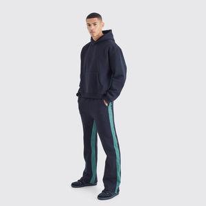Conjunto de chándal con bordado desgastado al por mayor para hombre, conjunto de Sudadera con capucha y pantalón, chándal serigrafiado lavado ácido personalizado OEM - Product Image 3