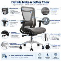 Chaise de bureau ergonomique haut de gamme à dossier mi-haut en maille, pivotante et réglable pour poste de travail