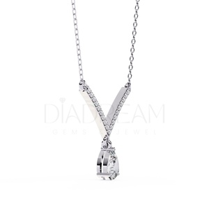 Collar con Colgante de Plata de Ley 925 de Primera Calidad, Diseño Único y Lujoso para Mujer, Cadena con Eslabones de Moissanita en Forma de Pera y Redonda, a la Moda - Product Image 5
